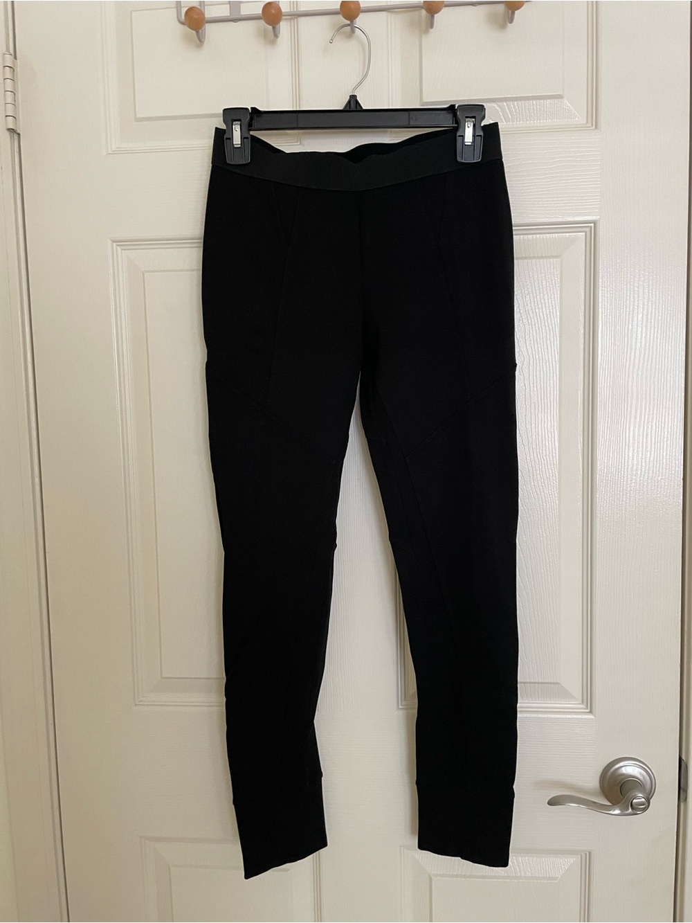 The Kooples Black Slim Ponte Moto Leggings